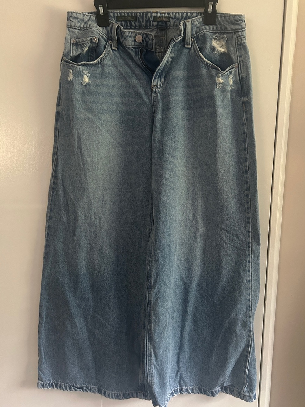 wild fable Light Blue Wide-Leg Distressed Jeans